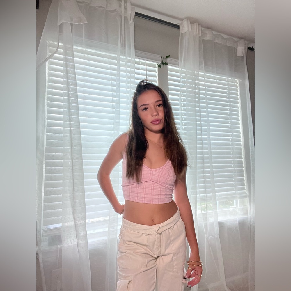 Light Pink Haley&June plaid tank top